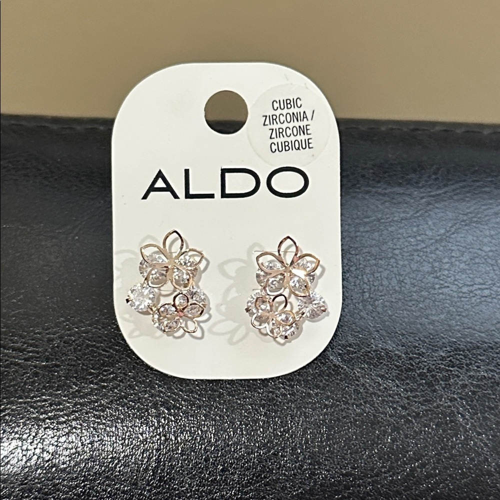 Aldo Silver Floral Cubic Zirconia Earrings